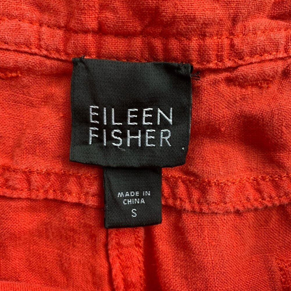 Eileen Fisher Pants Womens Small Linen Blend Orange Casual High Rise Trousers - Picture 9 of 11